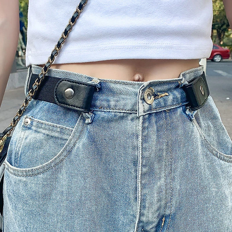 New Unisex Buckle-Free Elastic Belt for Jeans Pants Dress Stretch Waist for Adult Women Men No Buckle Without Buckle Free Belts