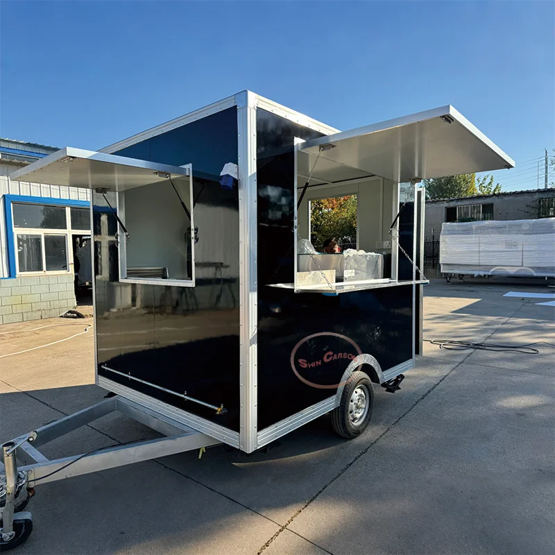 

Outdoor Food Trailer Square Exterior Concise Elegant Modern Aesthetic Design for Street Food Catering Business