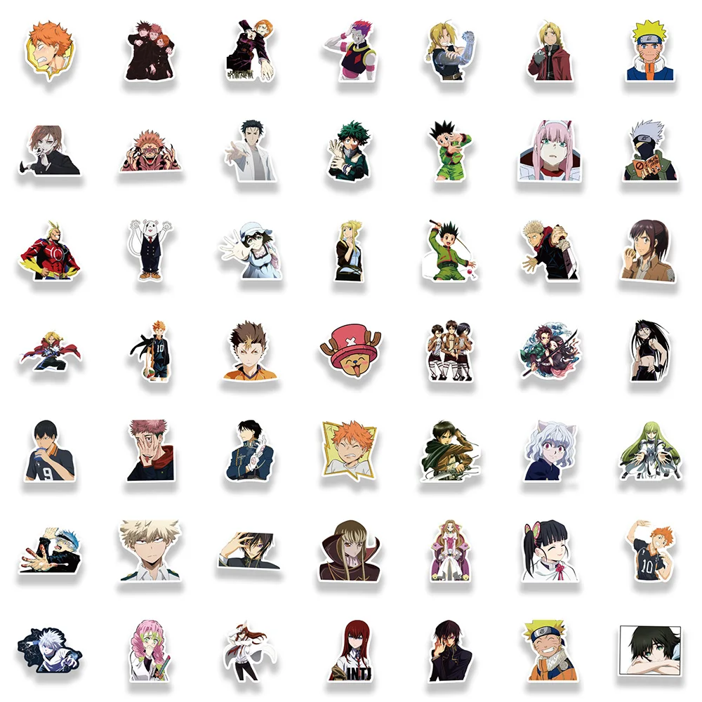 50/100PCS Mix Anime Demon Slayer Jujutsu Kaisen My Hero Academia Stickers Laptop Suitcase Car Cartoon Decoration Sticker Kid Toy