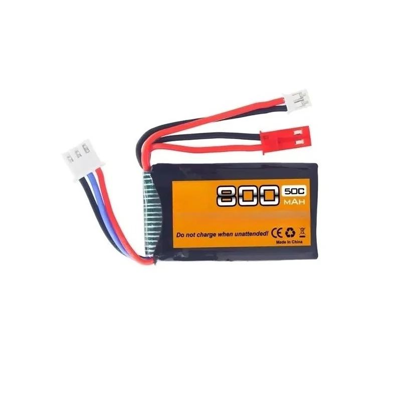 7.4V 800mAh Rechargeable Li-ion Battery with JST & PH2.0 Plug for RC Car Off-Road Vehicle Drone Quadcopter Replacement Battery