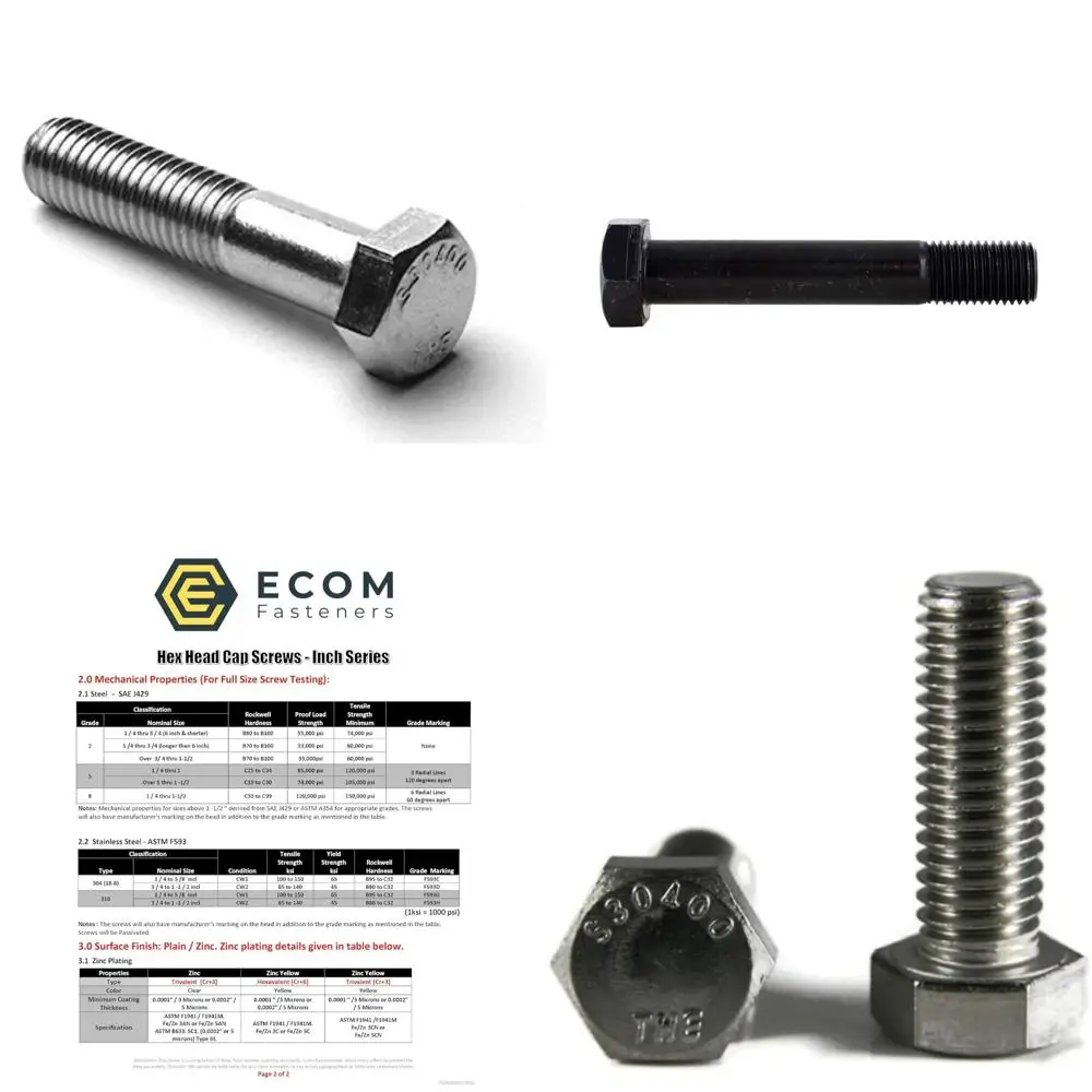 

Stainless Steel Hex Cap Screws 18-8 Grade, Coarse Thread, Partially Threaded, 5/8-11 x 2-1/2 Inches, Pack of 25