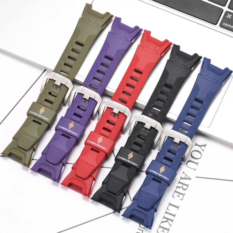 Watch Accessories For Casio Pathfinder Watch Strap PAW 1300 PRW 1300 PRG 110 Men\'s Replacemnet Watchband Sport Rubber Strap