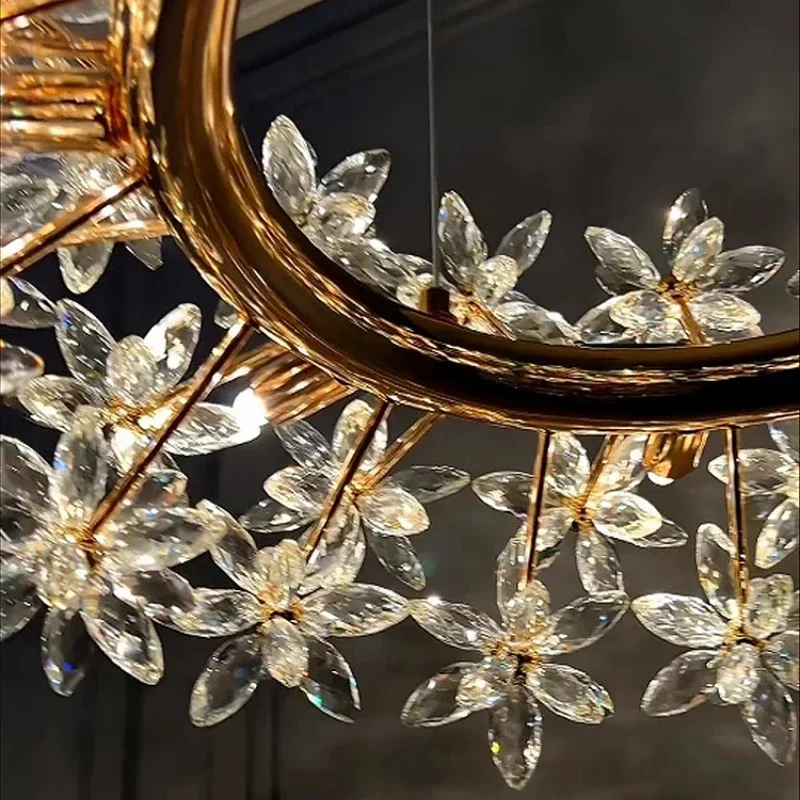 

Modern New Living Room Crystal Chandelier Light Luxury Atmosphere Advanced Sense of Living Room Lamp Dining Room