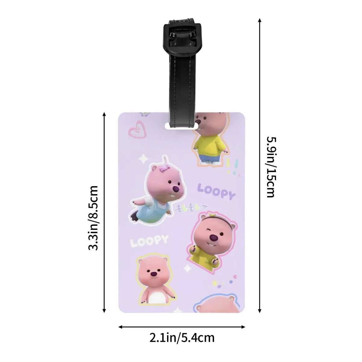 Kawaii Loopy Cartoon Beaver Luggage Tag Suitcase PVC Travel Accessories Luggage Bag Case Tags ID Address Baggage Tag Gifts