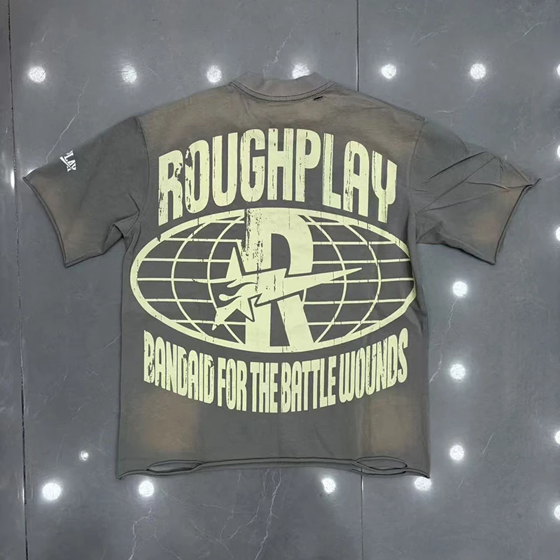 Rough Play Men Short Sleeve T-Shirt Skeleton Pickup Truck Print Distressed Casual Street Loose Tee