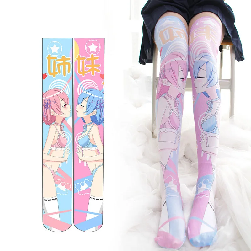 Ram Rem Cocplay ﻿Knee-high Socks 1 pair Stockings Re:Life in a different world from zero Knee Tights Tockings Cosplay Long Socks