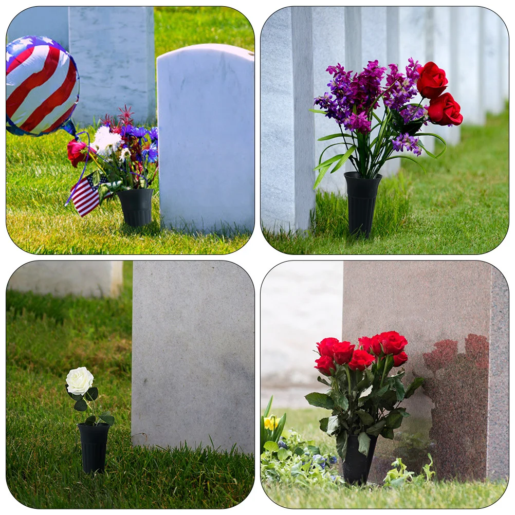 

2Pcs Cemetery Cone Vases High-Quality Plastic Grave Flower Containers Sturdy Stake Design for Ancestor Worship