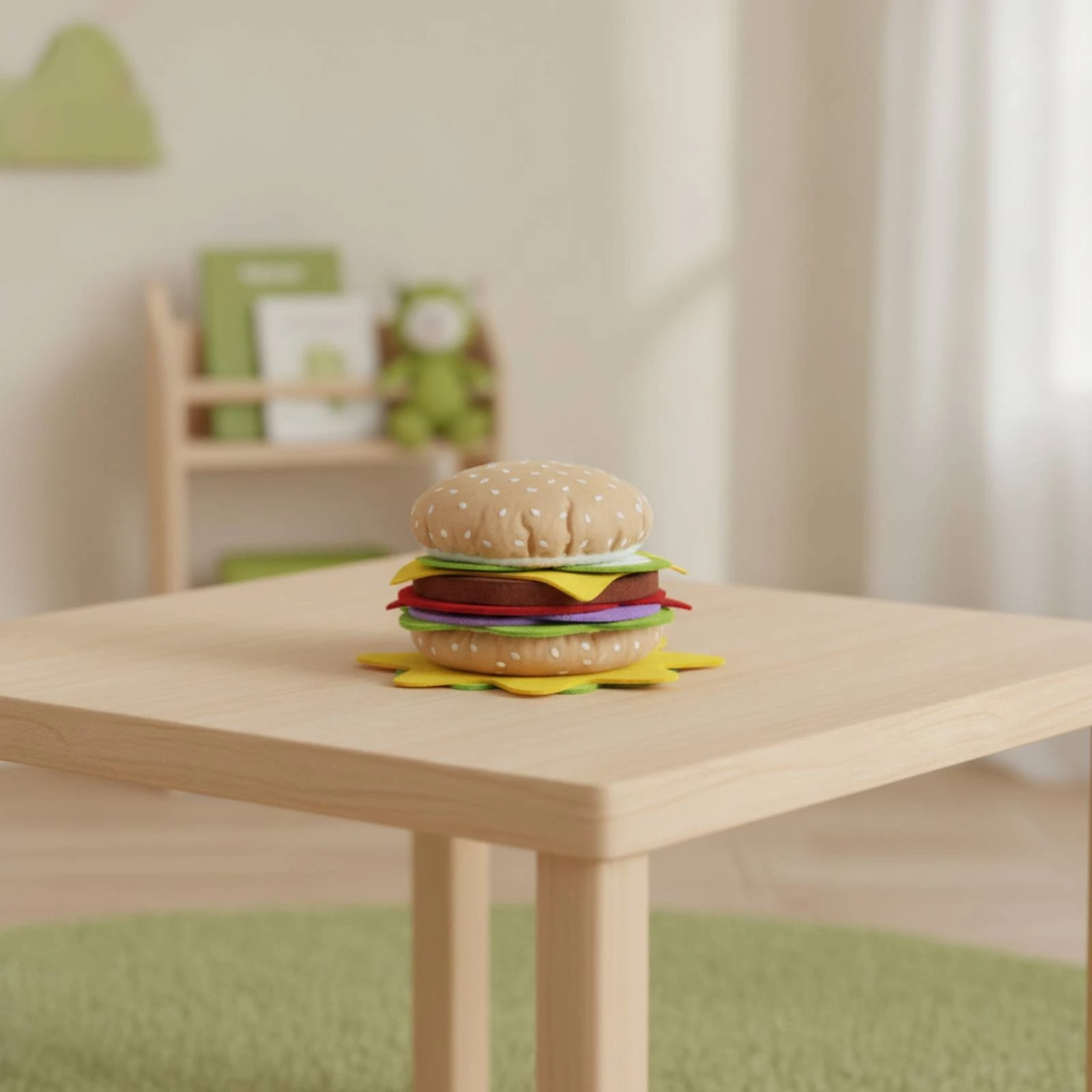 10 Pieces Felt Hamburger Stacking Felt Burger Hamburger Set DIY Soft Pretend Food Playset Mix and Match for Toddlers