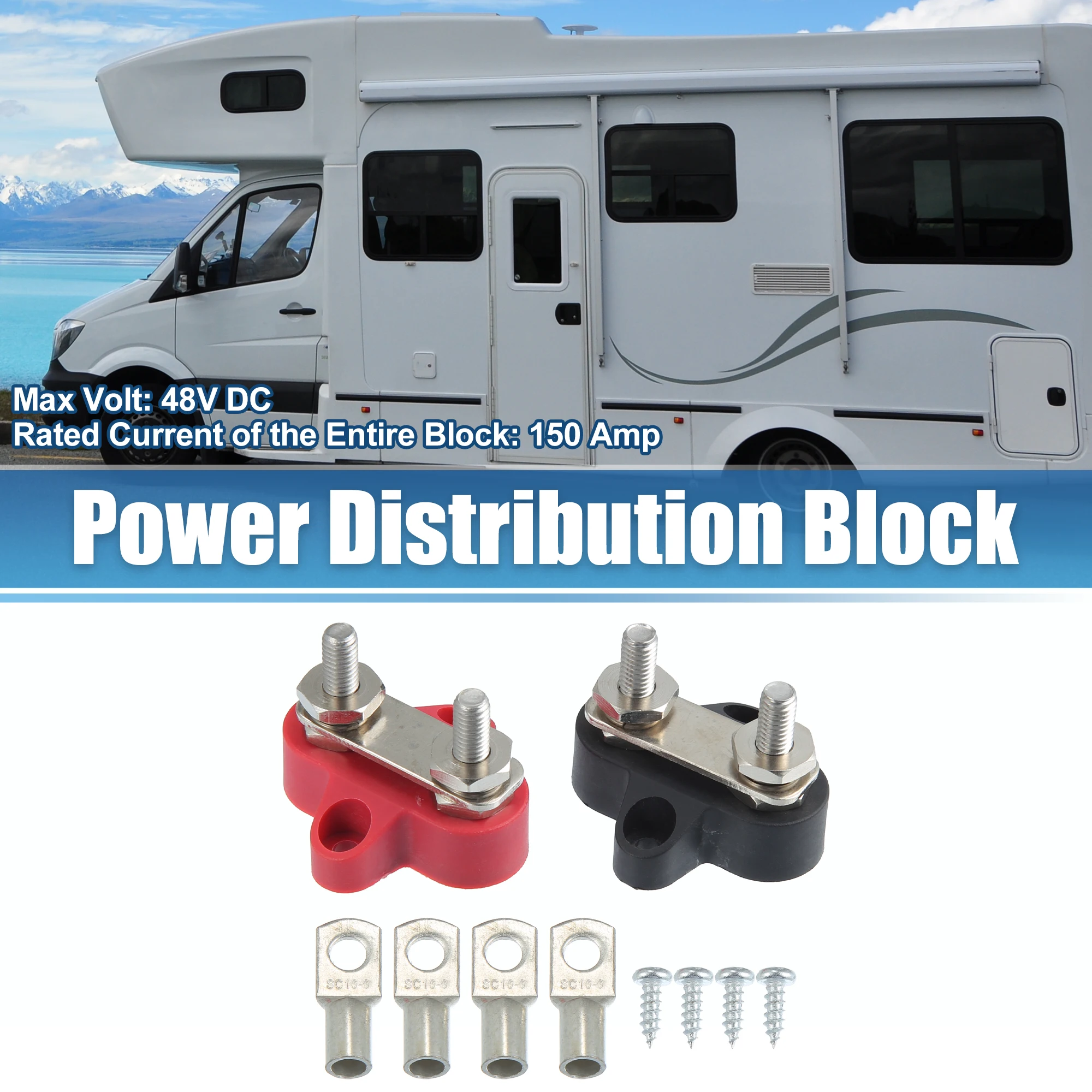 

UXCELL 1 комплект клеммной колодки M6x1,0, двойная шпилька, соединительная стойка для батареи, черный, красный