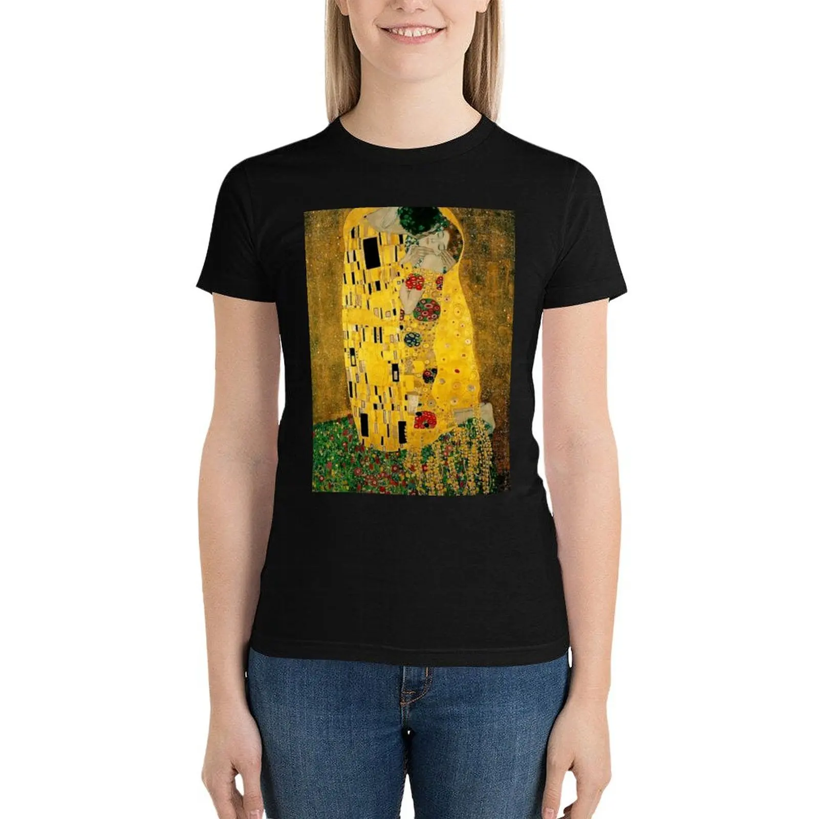 

The Kiss by Gustav Klimt|Liebespaar - The Lovers T-Shirt lady clothes graphics anime clothes t-shirts for Women loose fit