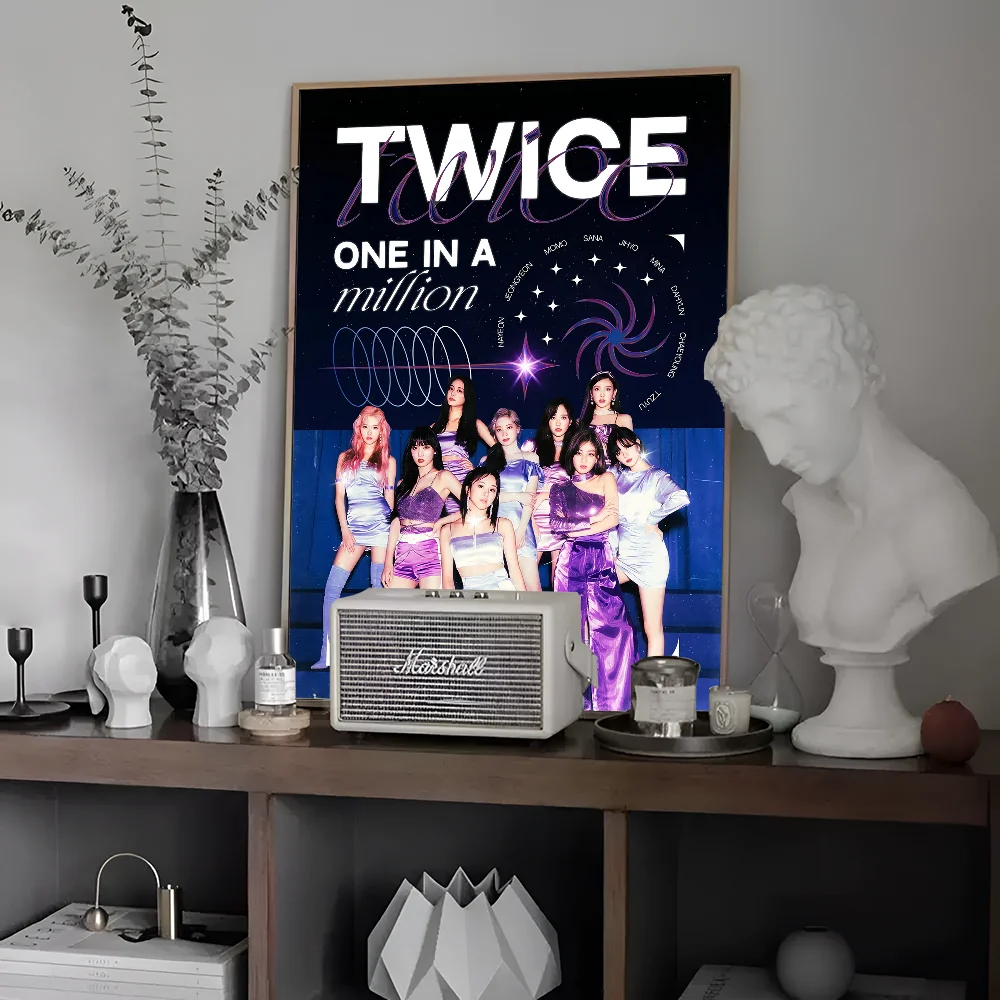 Kpop T-twice Girls Whitepaper Poster Vintage Room Home Bar Cafe Decor Vintage Decorative Painting