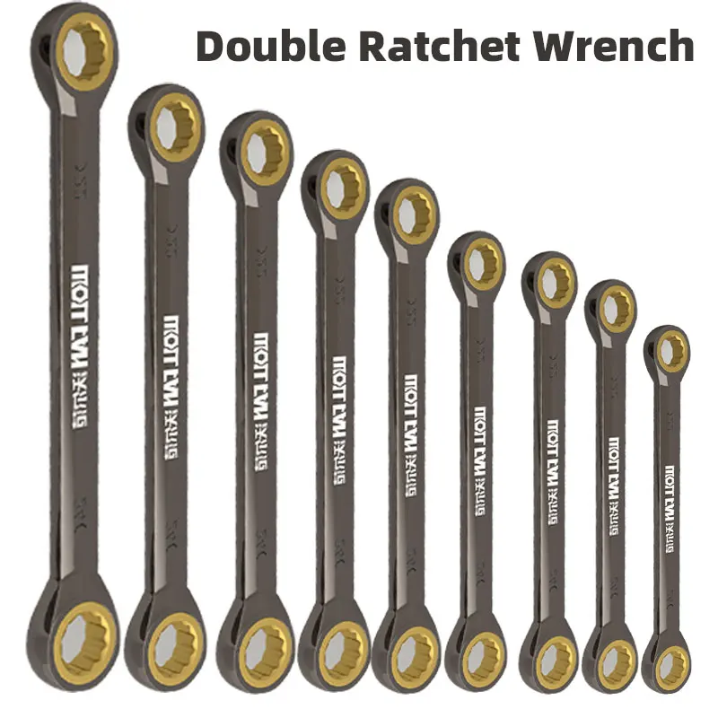 double ratchet wrench cromo vanadio aco car repair spanner anel metrico chave dupla cabeca ratcheting cr v chaves combinadas 01