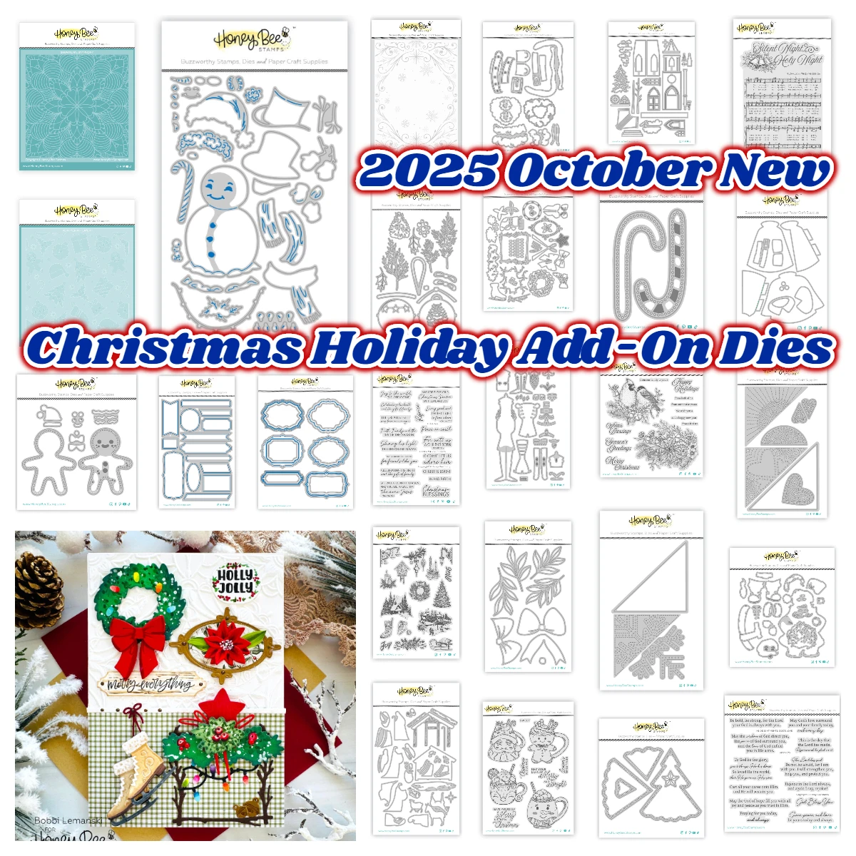 

Merry Christmas Holiday Wishes Add-On Dies 2025 New Honey Bee Dies Stamps Stencil Set Snowman Gingerbread Die DIY Scrapbook Card