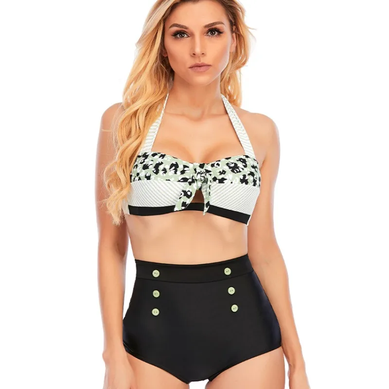 

New European American Split Swimwear Women Plus Size High Waist Bikini