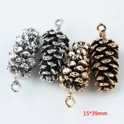 5pcs 39*15Mm Diy Antique Gold Vintage Silver Color Pine Nut Pineal Fruit Pinecone Charms Accessories Alloy Small Pendant Ancient