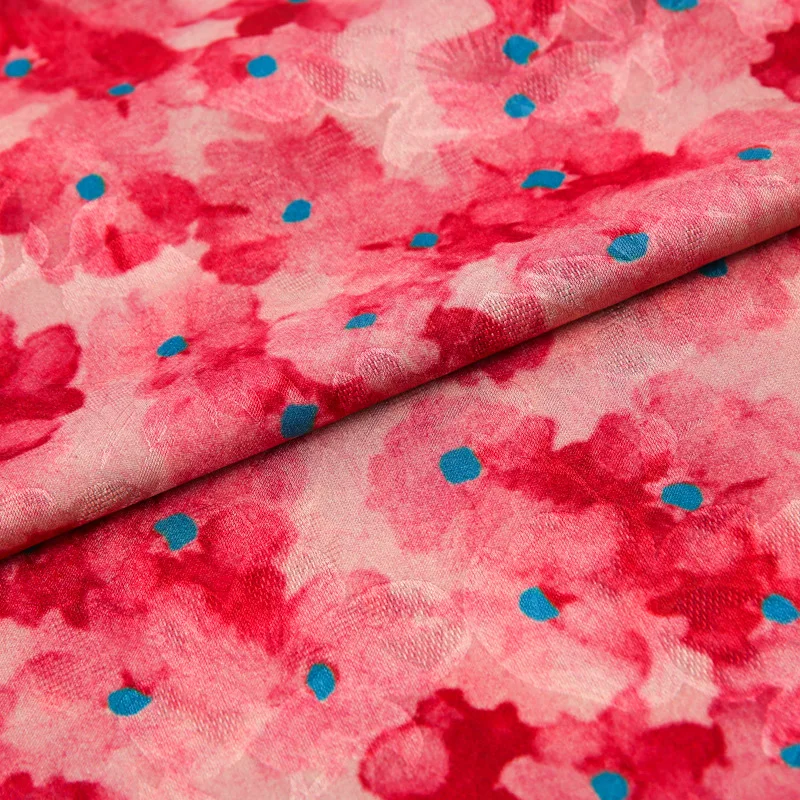

Simulated Silk Double Sided Flower Printed Jacquard Fabric Light Smooth Cheongsam Dress Shirt Diy Sewing Fabric