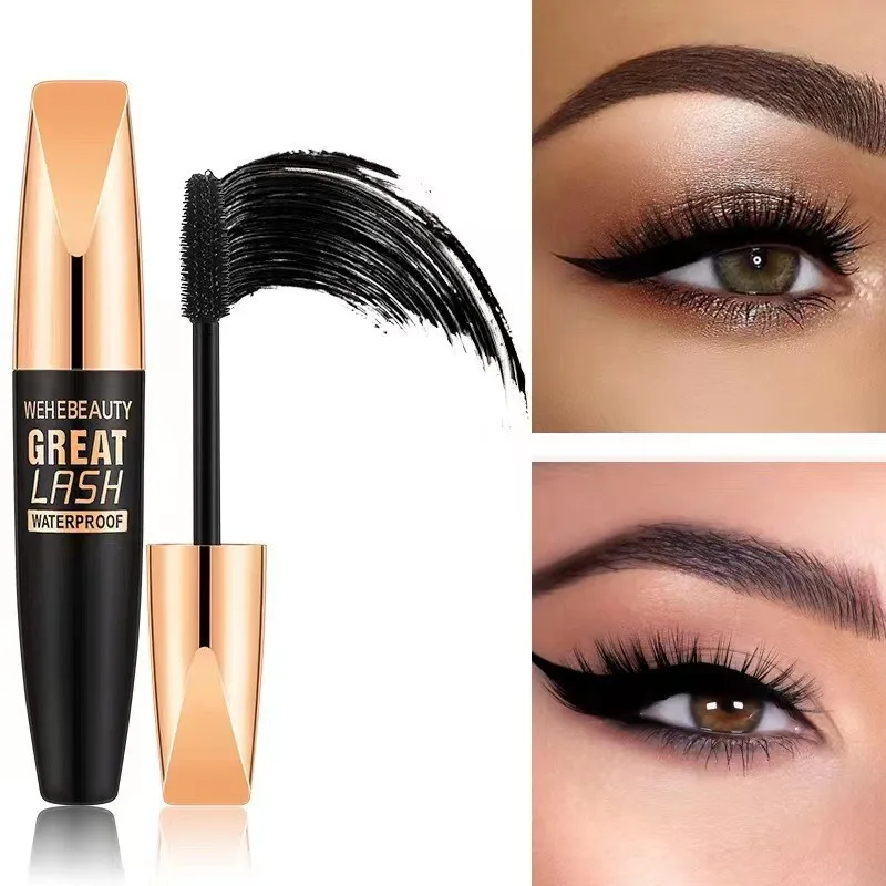 4d Waterproof Mascara Natural Long-Lasting Non-Smudding Black Silk Fiber Lengthens Eyelashes Female Beauty Cosmetic Eye Makeup
