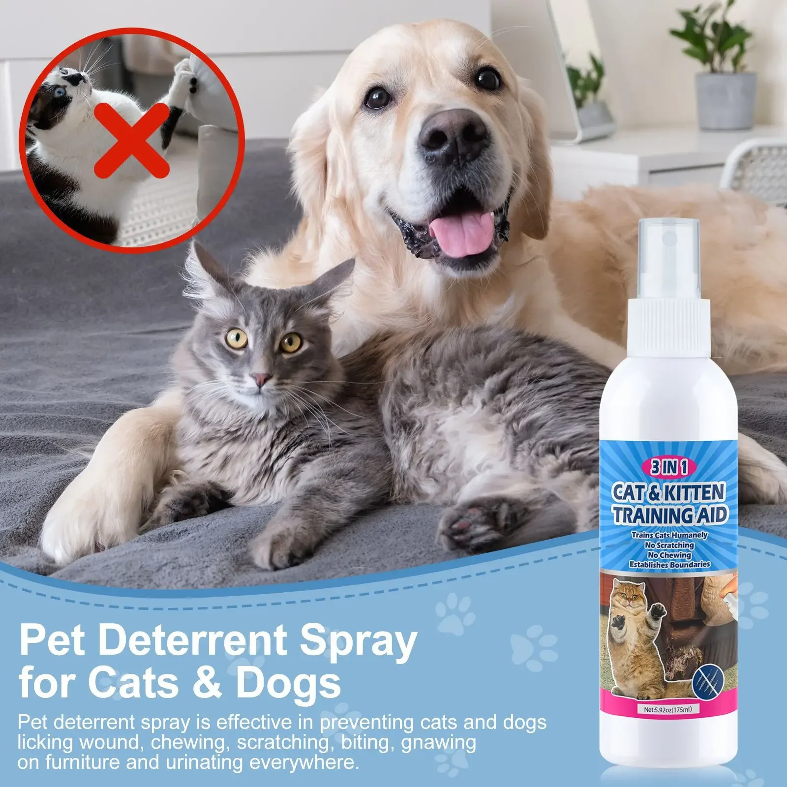 Anti-Chewing & Scratching Spray for Pet, Stop Sofa Chewing Gnawing Corrector Furniture Protect Dog Behavior Training Aid