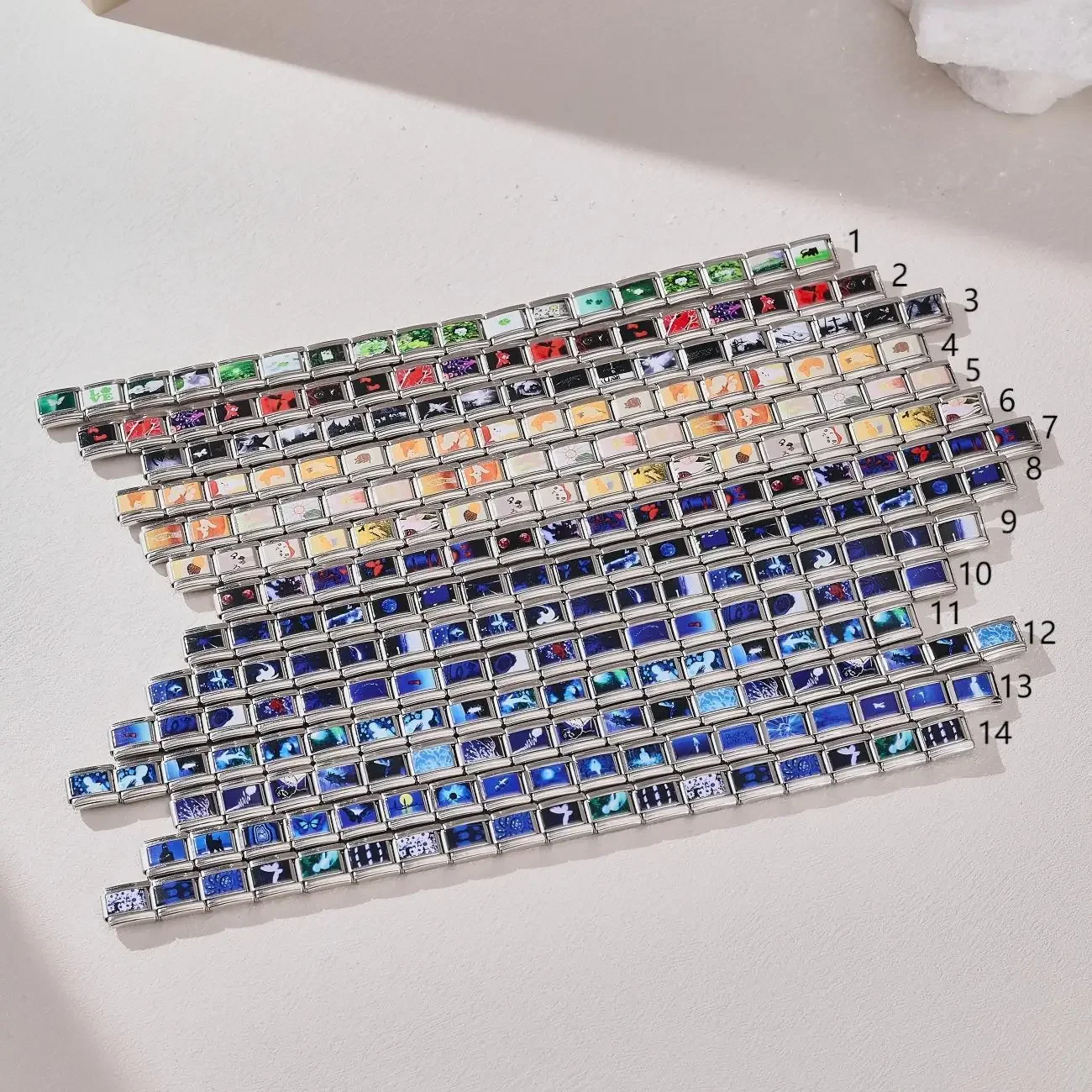 

Punk Style Colorful Italian Stainless Steel Module Bracelets Artistic Pattern Element for Woman Men Daily Wear Jewelry Gift