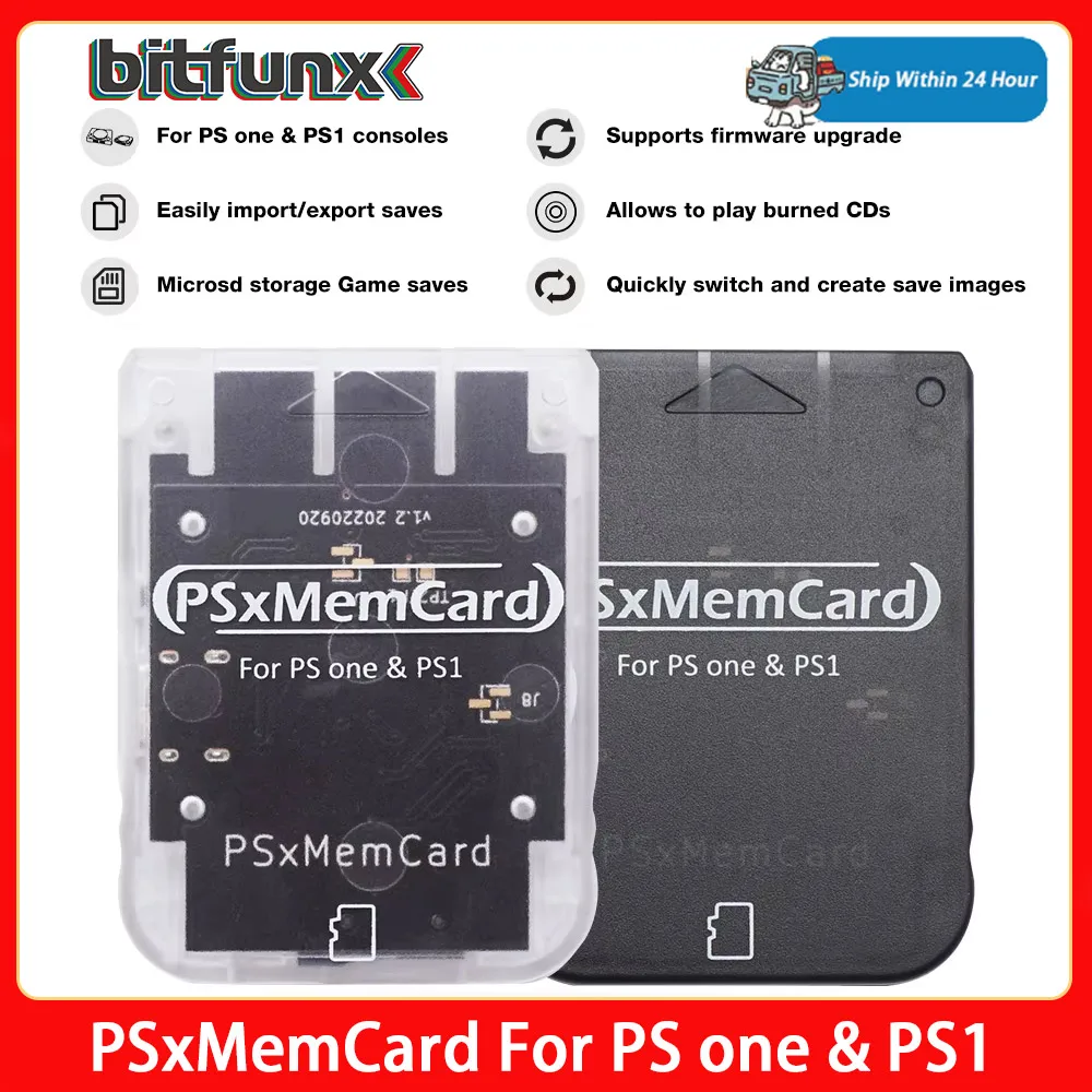 BitFunx PSXMeMCard PSX Memory Card Save Data Game Card For PlayStation PS1 PS One Game Console Support MicroSD Card