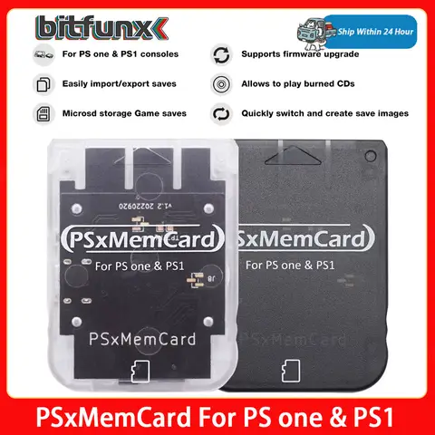 BitFunx PSxMemCard PSX 메모리 카드 PlayStation PS1 PS One 게임 콘솔 지원 MicroSD 카드 용 데이터 게임 카드 저장