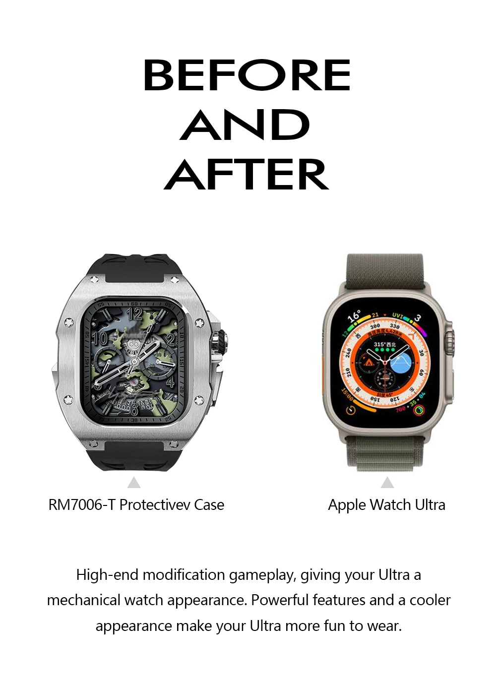 حافظة Soul Cool Titanium لساعة Apple Watch Ultra 2/3 49 ملم، طقم تعديل iWatch، حزام مطاطي فلوري، جودة فاخرة عالية #6