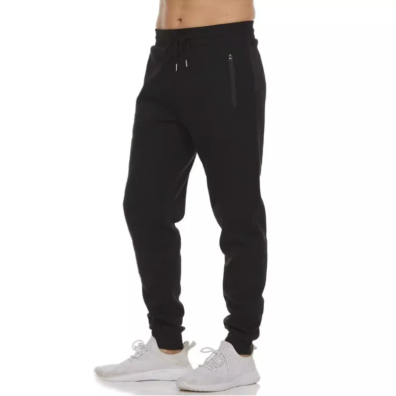 Men Zip Pocket Jogger Pants Elastic Drawstring Waist Loose Fitness Running Sweatpants