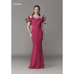 Amanda Double FDY Fabric Off the Shoulder Mermaid robes de soirée Floor-Length Evening Dresses Cocktail Party Wedding Dress