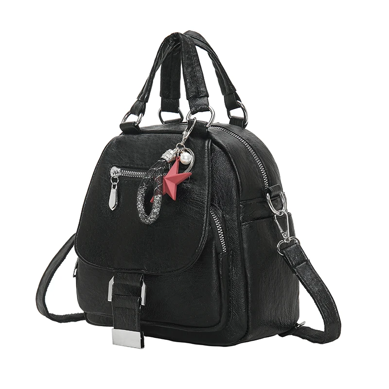 Zaino Casual retrò in pelle PU per donna borse in tinta unita tasche Multiple zaino da donna di grande capacità