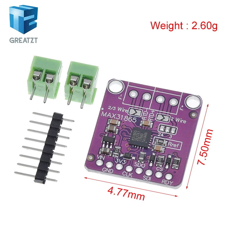 MAX31865 PT100 to PT1000 RTD-to-Digital Converter Board Temperature Thermocouple Sensor Amplifier Module 3.3V/5V For Arduino