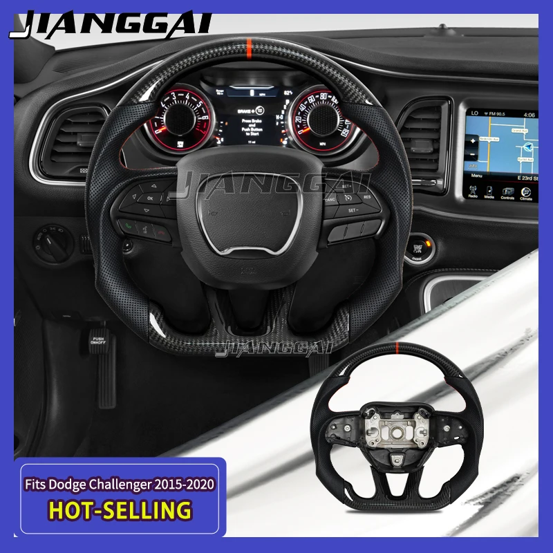 Dry Carbon Fiber D-shaped Steering Wheel Preforated Leather Grip for Dodge/Jeep Grand Cherokee/SXT/GT/RT/SRT/HELLCAT 15+