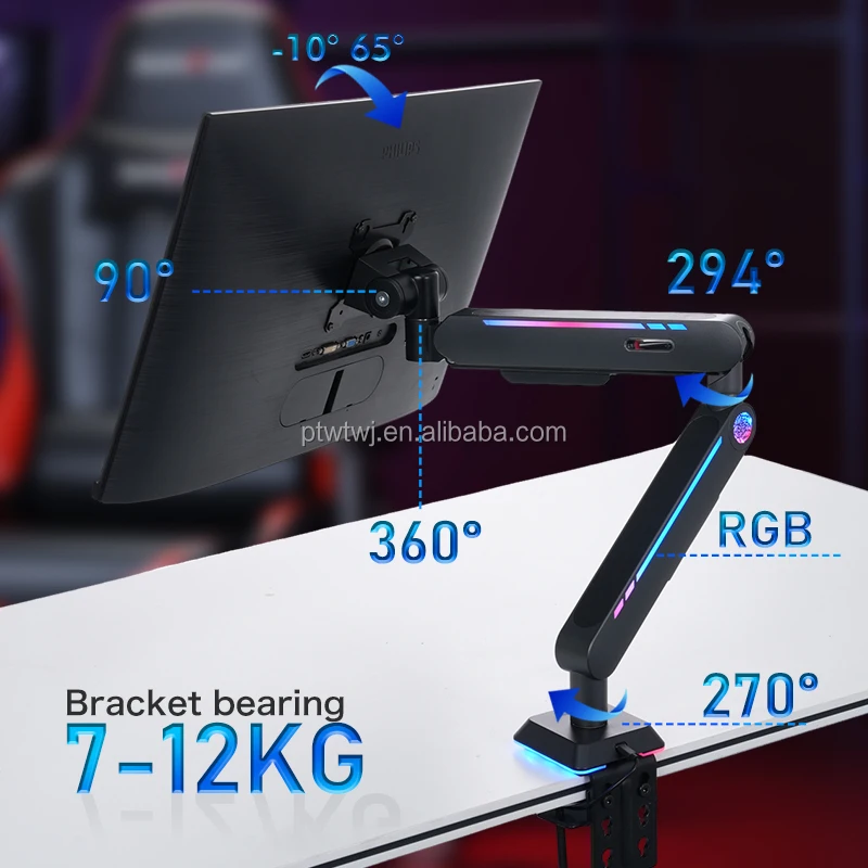 Premium RGB Single Arm Full Motion Swivel Fit 17-49 Inch VESA Compatible Screen