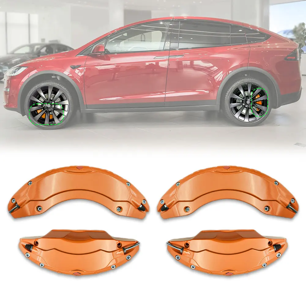 

4Pc Car Caliper Cover Aluminium Alloy Brake Caliper Guard with letter For Tesla Model X 2023-2025 19in 20in 21in 22in Wheels Hub