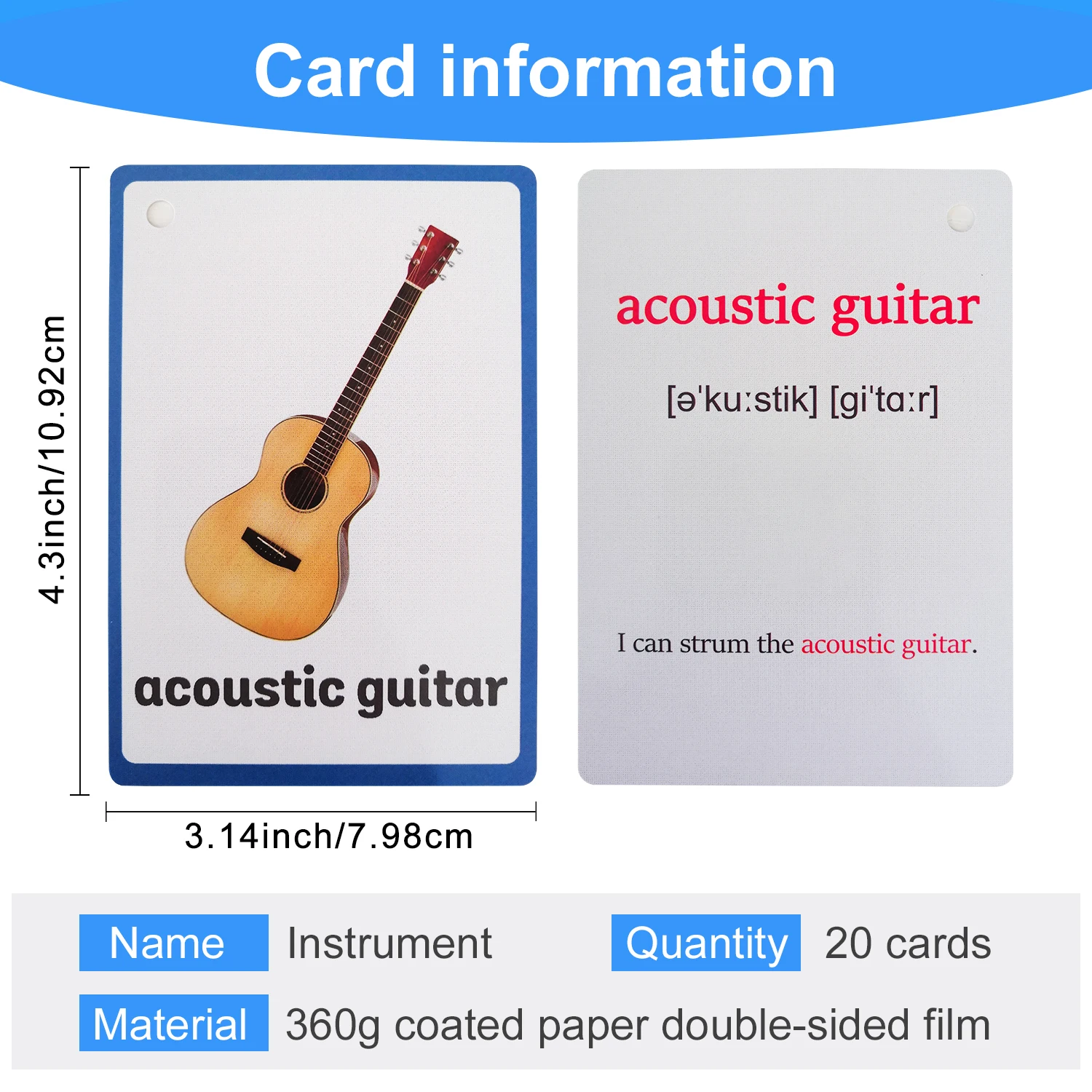 Instruments English Words Flash Cards Classroom Activities & Parent-Child Interaction Musical Recognition Learning Materials