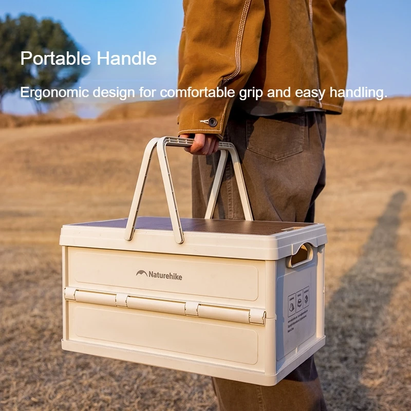 Naturehike Portable Folding Storage Box With Handle 25L Capacity Bedside Table For Outdoor Camping Picnic Home Use Stackable