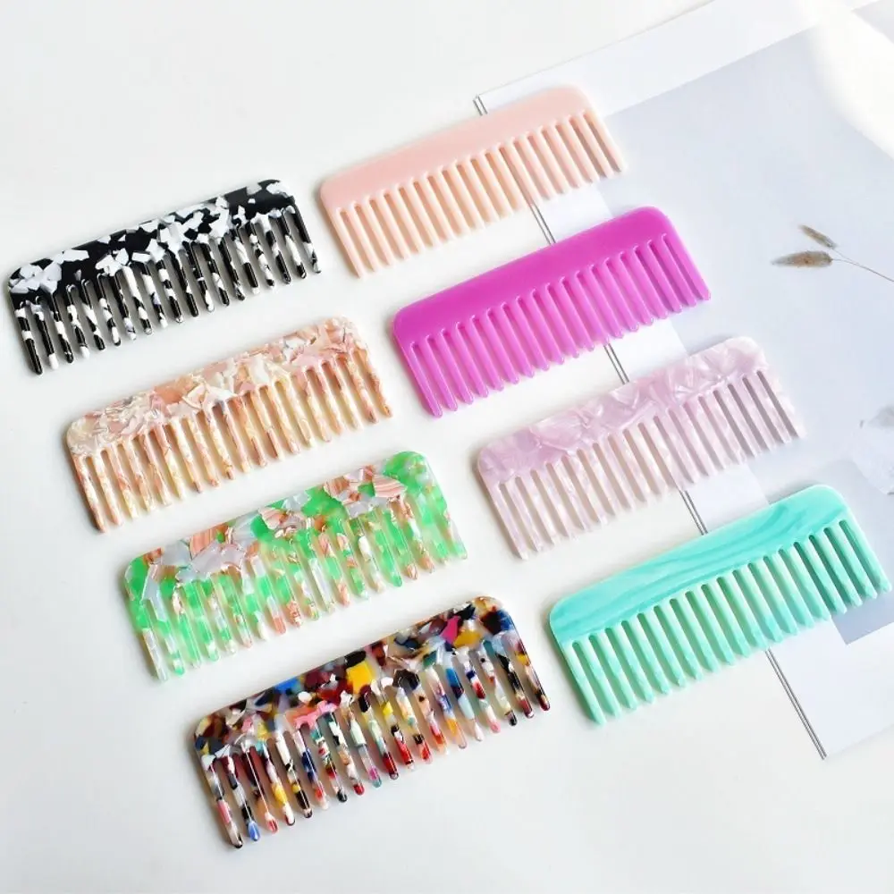 Wide Teeth Acetate Hair Combs Anti-static Salon Styling Massage Hair Brush Traveling Barber Colorful Hairdressing Comb Women