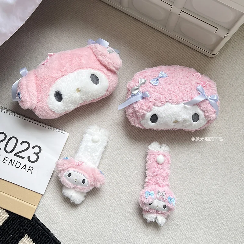 Lovely My Melody Headrest Seat Belt Cover for Car Seat Japanese Style Car Decoration Kawaii Back Cushion Pillow Xmas Gift Girl