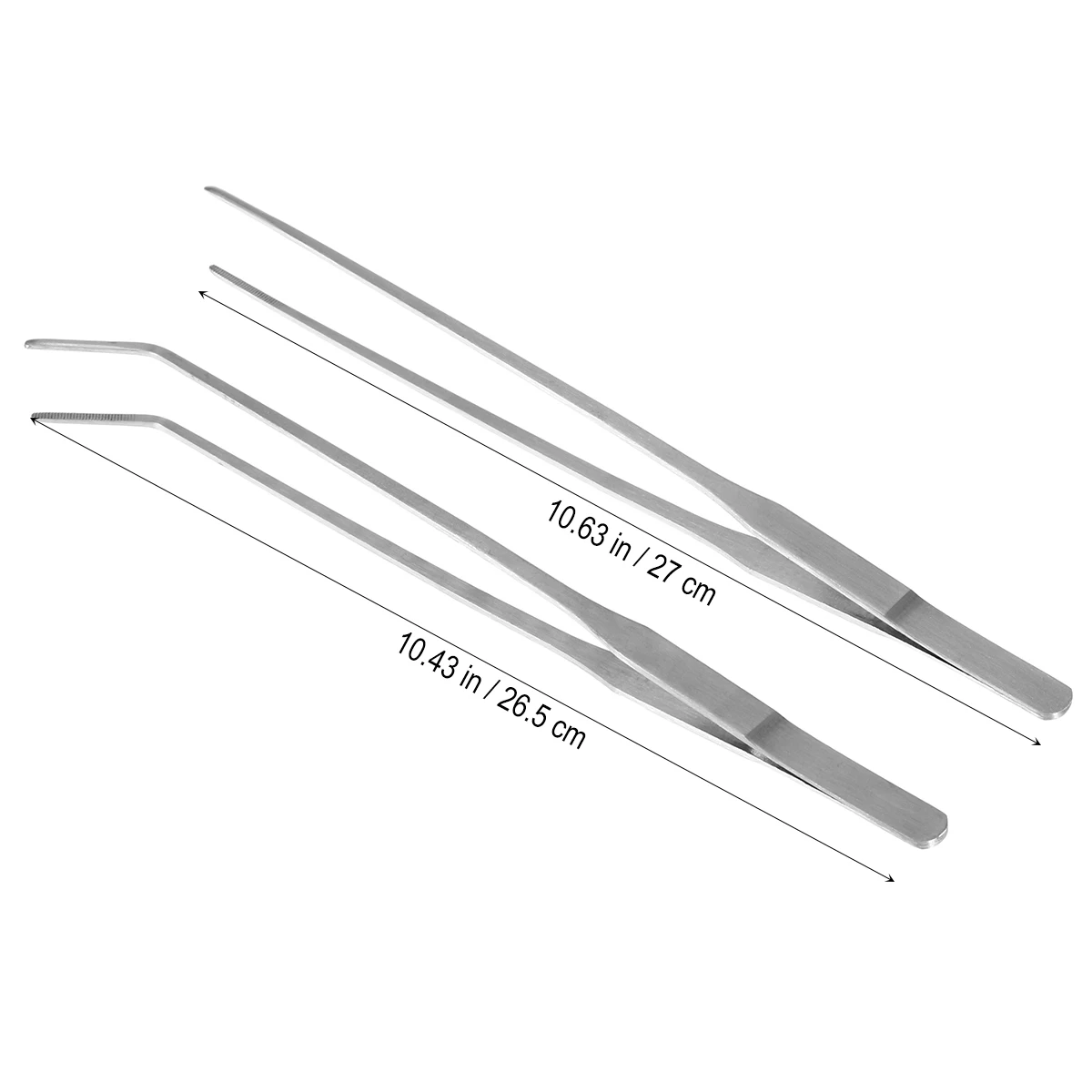

2pcs 27Cm Stainless Steel Aquarium Tweezers Straight Curved Tips Sharp Blades Rust-Resistant Trimming Tools For Fish Tank