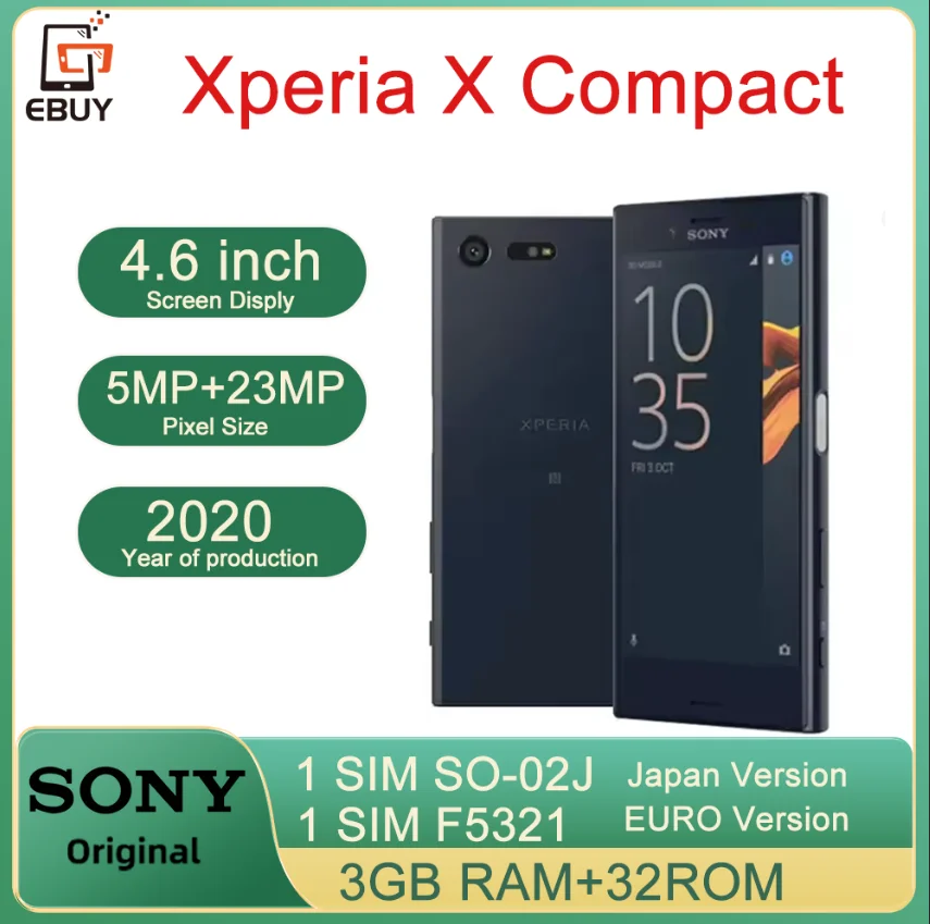 Sony Xperia X Compact F5321 SO-02J 4G Мобильный сотовый телефон 4,6 дюйма 3 ГБ ОЗУ 32 ГБ ПЗУ WiFi Android Original x компактный телефон Sony Xperia X Compact F5321 SO-02J 4G Мобильный сотовый телефон 4,6 дюйма 3 ГБ ОЗУ 32 ГБ ПЗУ WiFi Android Original x компактный телефон