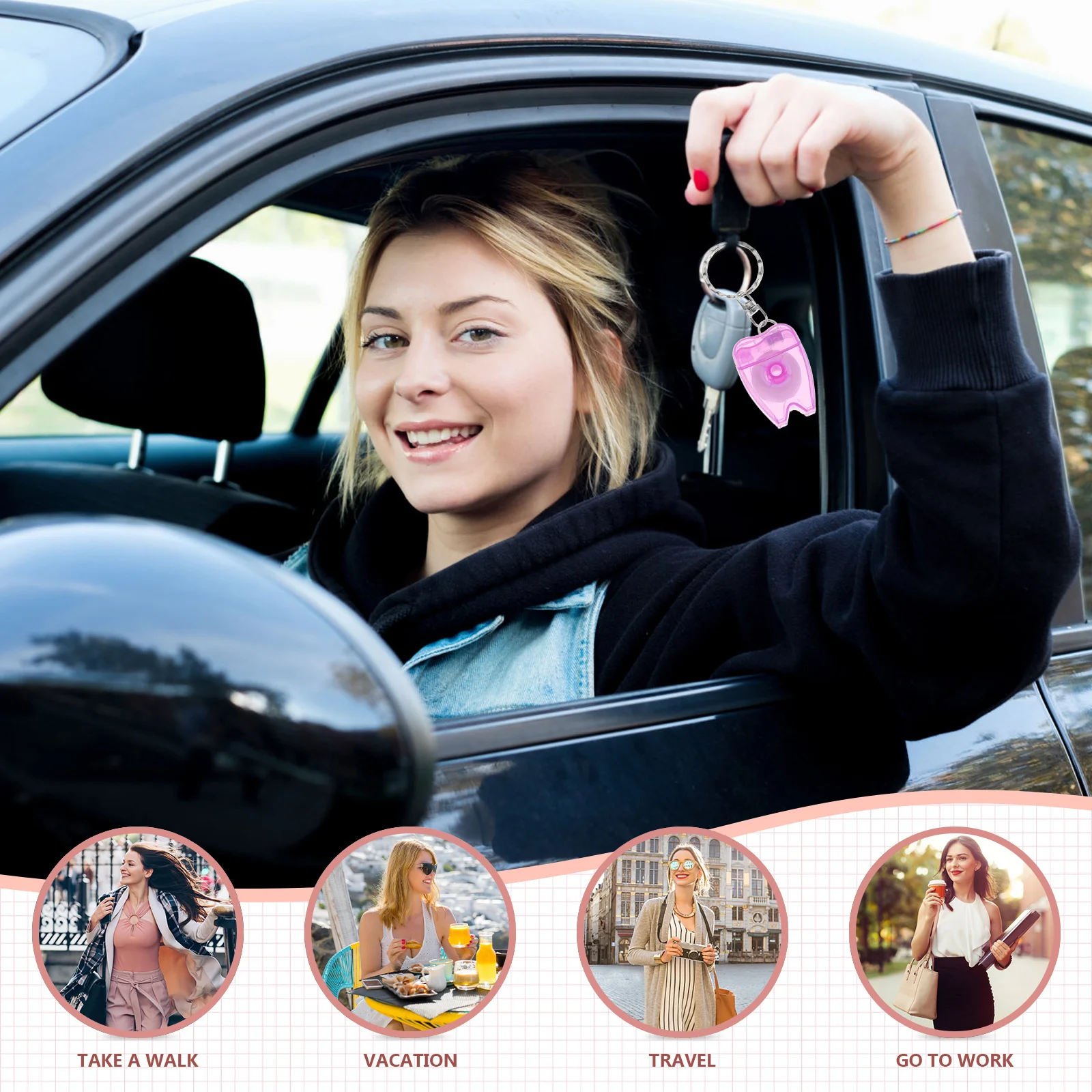 

4Pcs Dental Floss Keychain Portable 15m Teeth Cleaning Oral Care Floss Picks Key Ring Fresh Breath Gum Stimulator