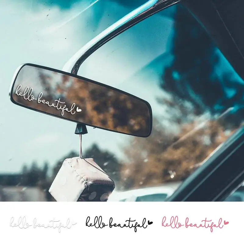 For Refer To Description  Hello Beautiful Mirrors Decal Car Mirrors Waterproof Decoration Car Mirrors Accessories Self-adhesive