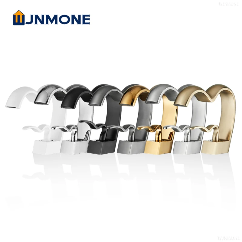 

New Bathroom Waterfall Faucet Brass Hot and Cold Mixer Lavotory Sink Water Tap Brushed Gold Single Hole Wash Basin Vanity Faucet
