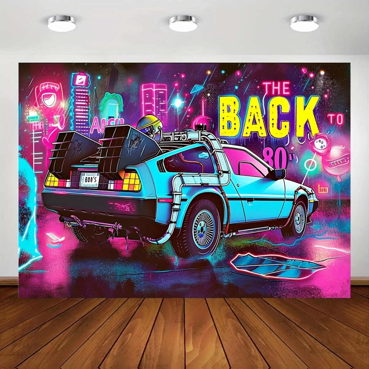 1pc Retro 80s Party Banner - Vibrant Polyester Tailgate Decor with 