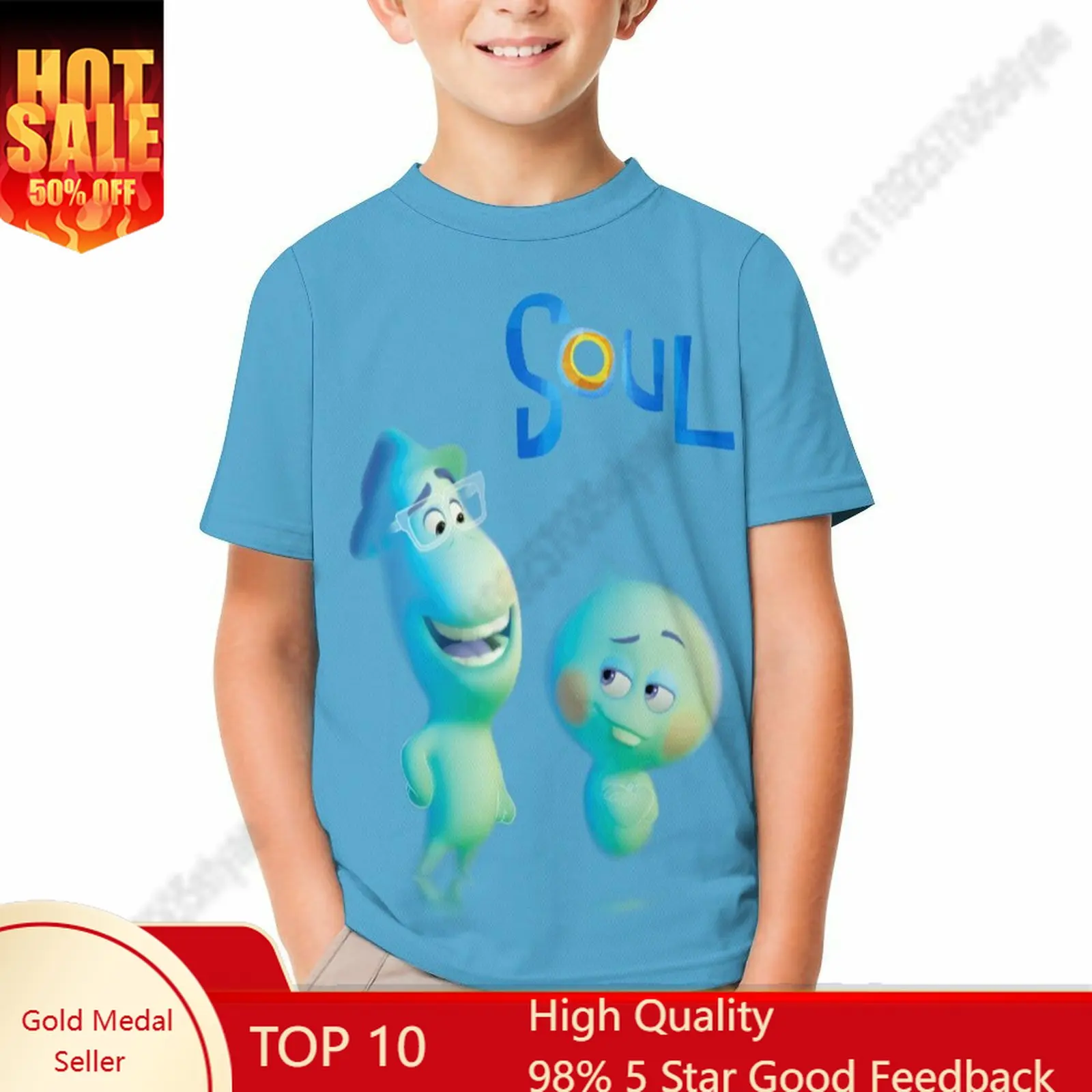 

Soul Film T Shirt Boy Girl Short Sleeve Print Fashionable Cute Casual Cotton TShirt Comfortable Crew Neck Children Child Tee
