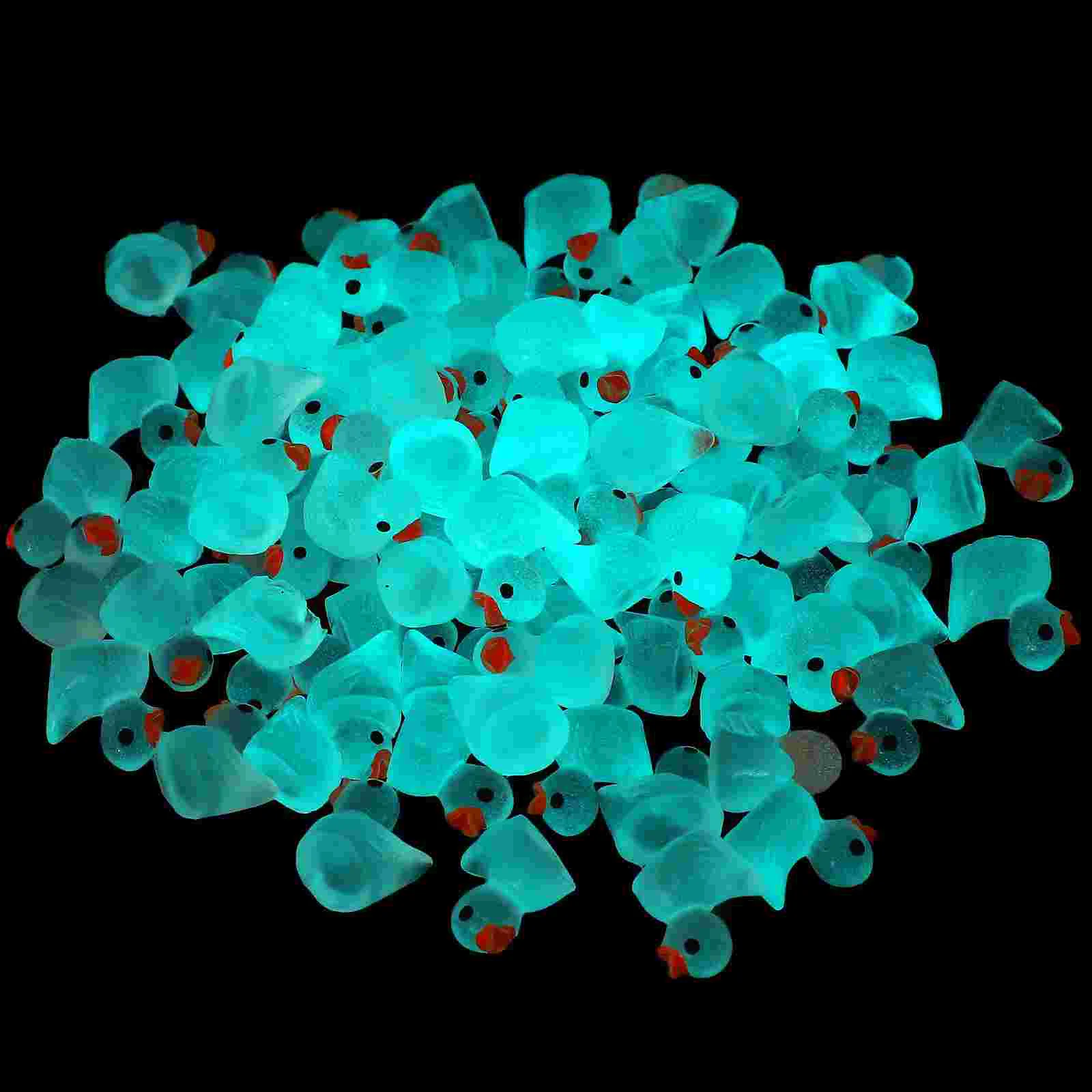 100 Pcs Luminous Duck Ornament Miniature Figures Small Ducks Car Decoration Figurines Statue Animals