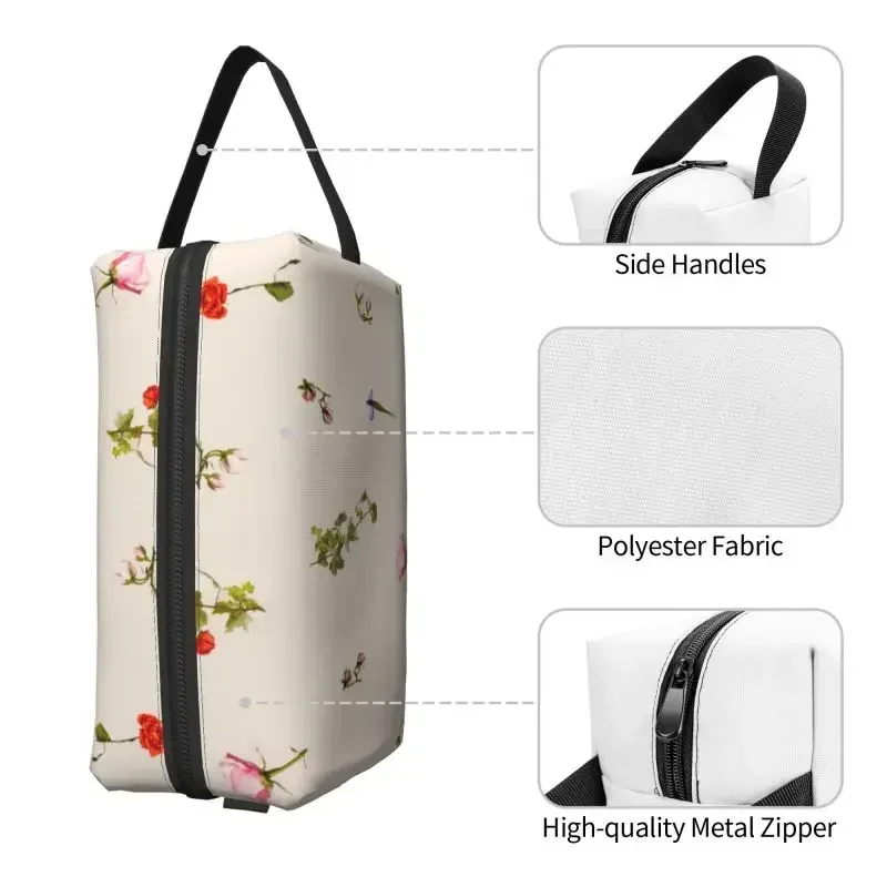 Flora Print Waterproof Cosmetic Bag Skincare and Bathing Storage Bag Portable Travel Makeup Bag Large Capacity Toiletry Bag