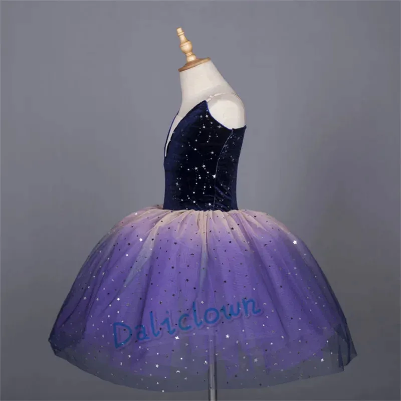 Costume de danse scintillant Bing pour enfants, robe de Ballet pour filles, jupe Tutu, rouge et bleu, robe de princesse féerique, ballerine, justaucorps