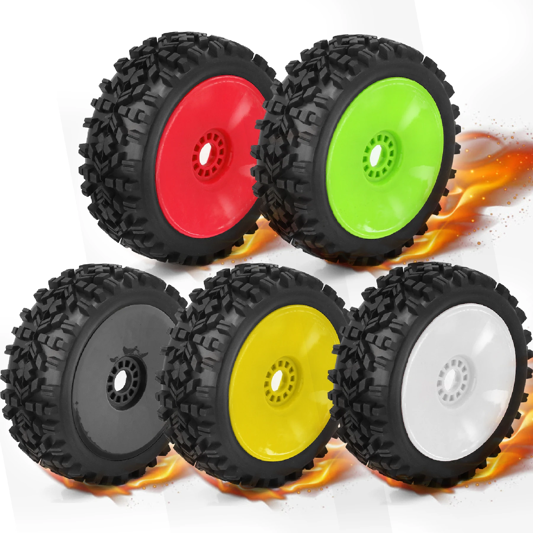 RC 1/8 Buggy Tires and Wheels 17mm Hex Rubber Off Road Tyres for 1:8 Buggy Truck Car HSP Kyosho MP10 VRX HPI Hobao ARRMA Typhon