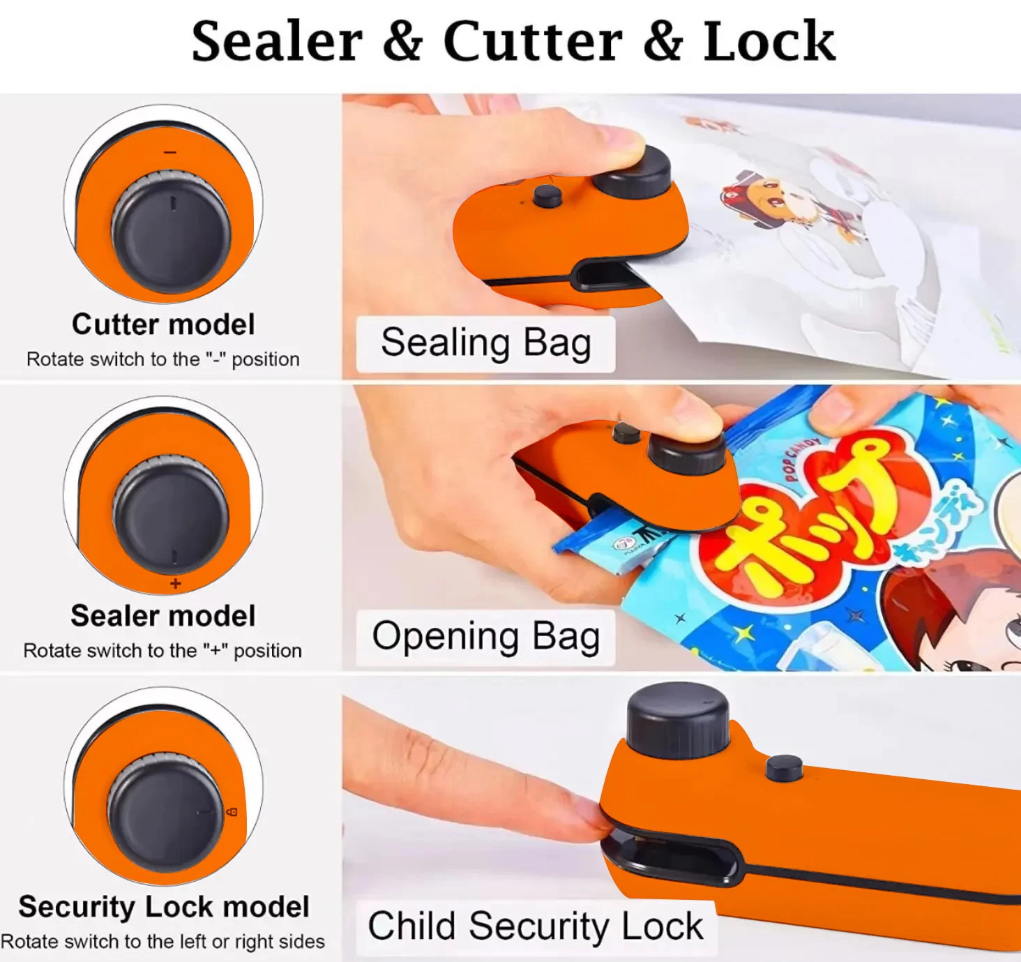 2-in-1 ミニ食品袋シールと切断ナイフしがみつくフィルムシール機充電式ハンドヘルドキッチンに適した