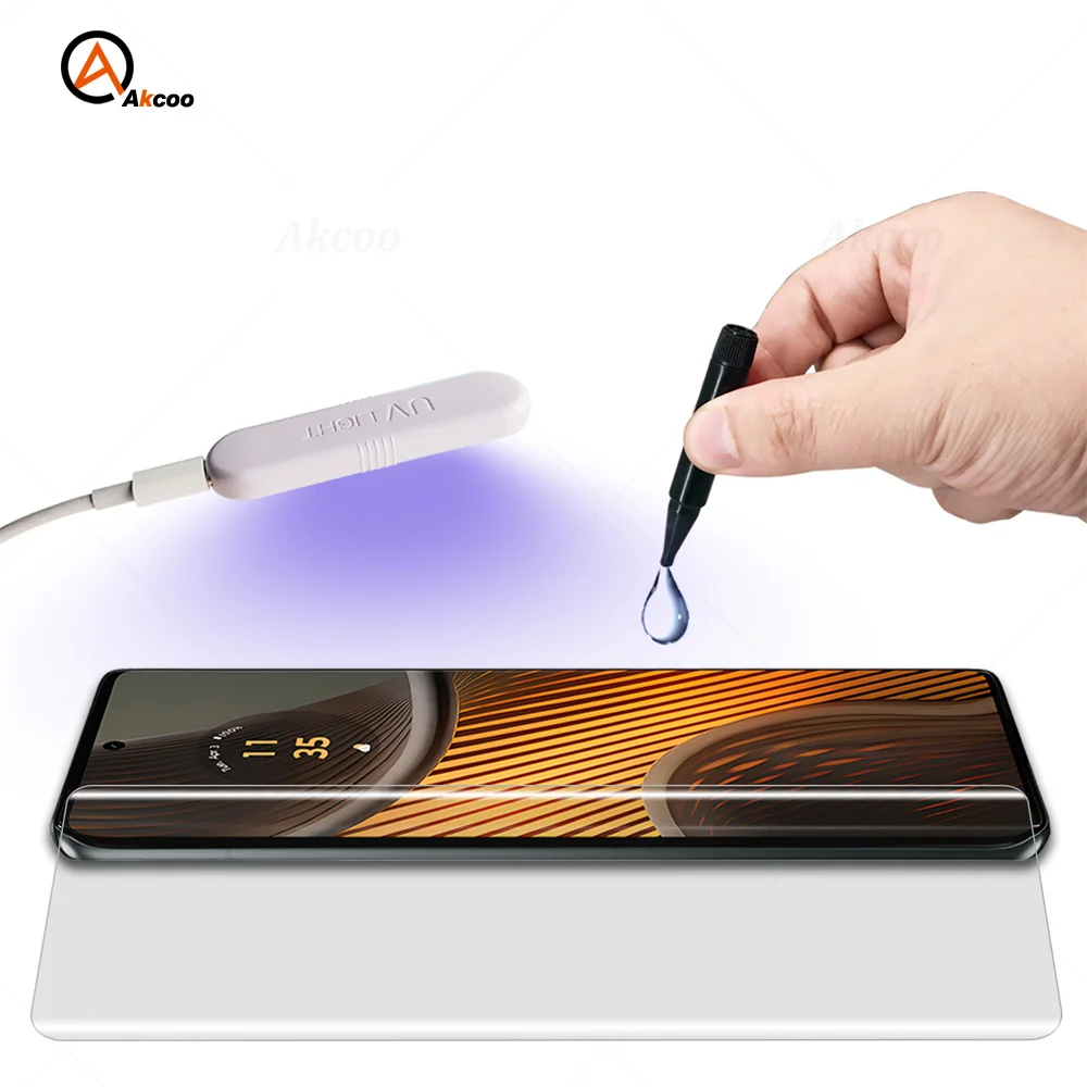 

Akcoo Screen Protector for Motorola Edge 50 Ultra UV Full Screen Glue Tempered Glass Film for moto edge 50 fusion UV Glass